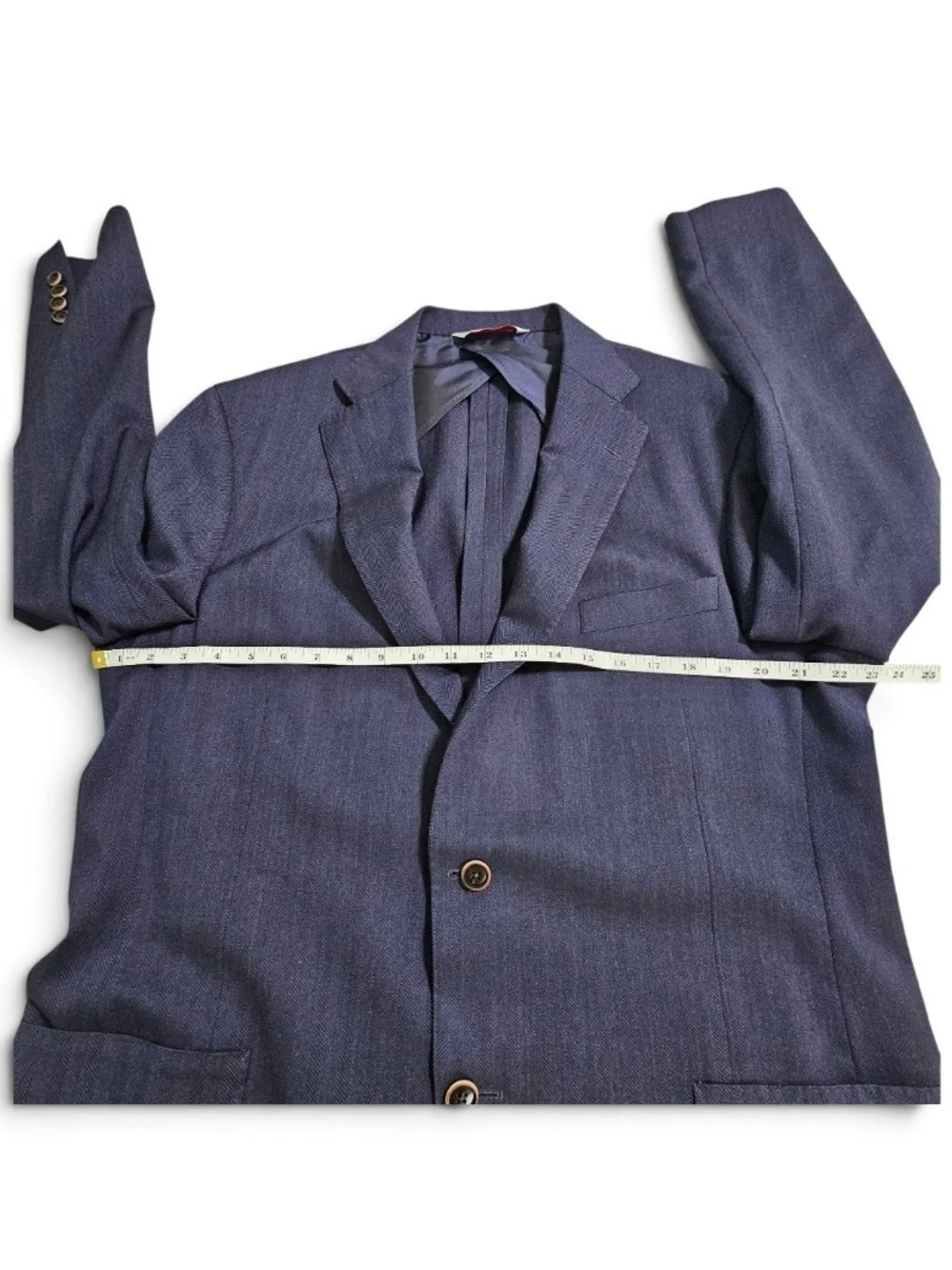 Samuelsohn 43L Navy Herringbone Wool Blazer Sport Coat Canada 2 Button Luxury